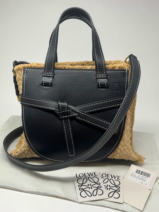 Loewe Handbags - ✨🛍️ Loewe Gate Top Handle Raffia & Black Leather Tote Bag